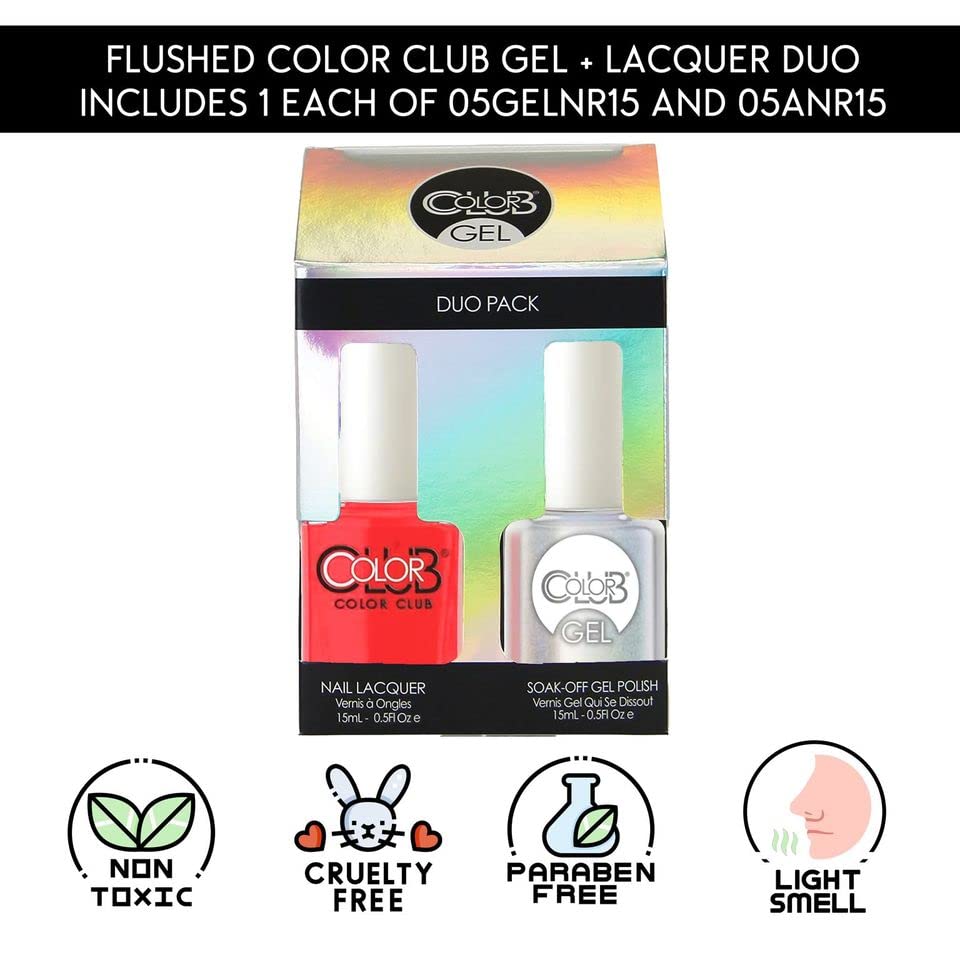 Color Club Flushed Color Club Gel + Lacquer Duo Includes 1 Each Of 05gelnr15 and 05anr15, 0.5 fluid_ounces