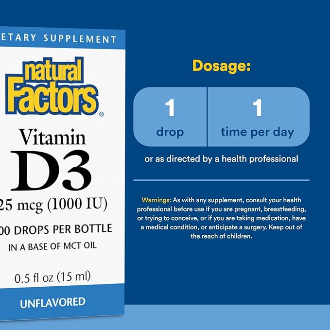 Natural Factors Vitamin D3 1000iu Liquid 0.5 OZ (Multi-Pack)