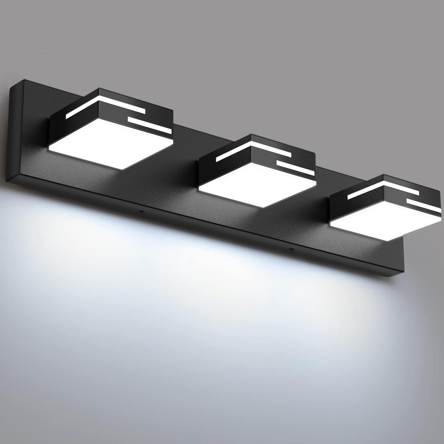 Lkhf Led Modern Bathroom Vanity Light Fixtures  3-Light 22-Inch Dimmable Matte Black Vanity Lights For Bathroom Lighting Fixtures Over Mirror  With 350?Rotatable Acrylic Heads (Cool White 6000K)