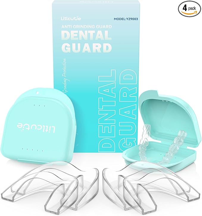 Mouth Guard for Grinding Teeth at Night, 4 Pcs 2 Size Mouthguards for Grinding of Teeth, Night Guards for Teeth Grinding, Reusable Mouth Guard for Clenching Teeth at Night, Clear