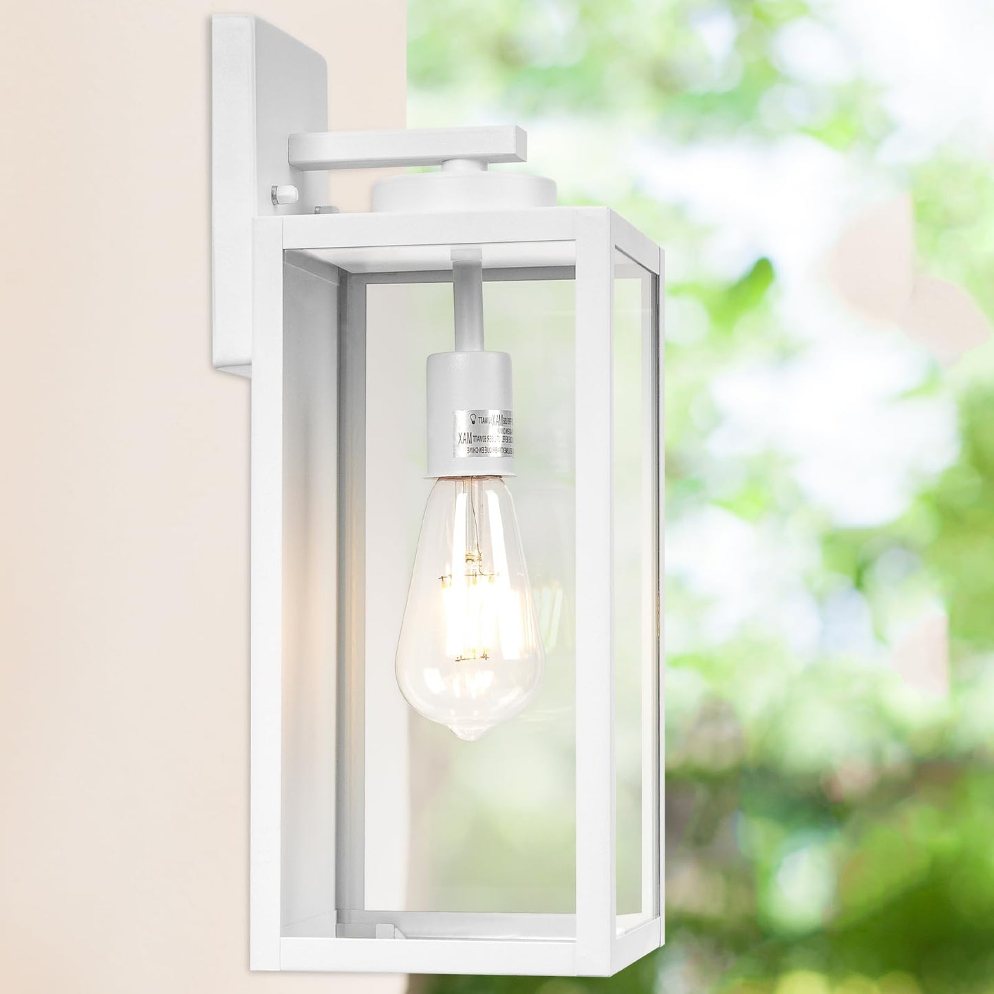 Yolsunes 16-Inch Large Outdoor Wall Light Fixture  White Exterior Wall Lantern Waterproof  Farmhouse Porch Sconce Lighting With Glass  Modern Outside Lights For House  Garage  Patio Lamp  2 Packs