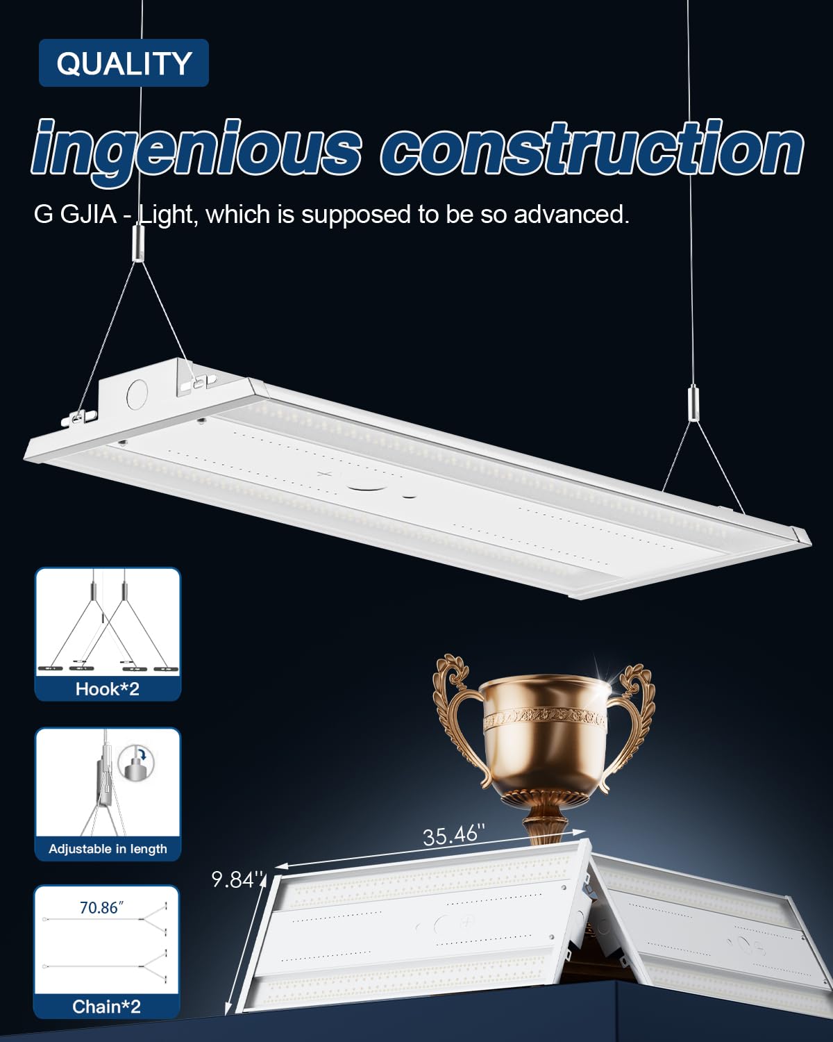 G Gjia Led Linear High Bay Light 4-Pack  300W 45000Lm 0-10V Dimmable 5000K Daylight  Adjustable High Bay Led Shop Lights Lighting Fixtures For Garage Warehouse Workshop  Ul