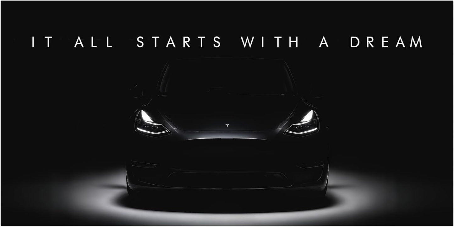 Motivational Wall Art for Office, Super Car Art Canvas, Inspirational Automotive Decor for Tesla Model Y Performance Sportscar Lovers, Motivational Wall Decor for Home, Car Poster (10" x 20" in)