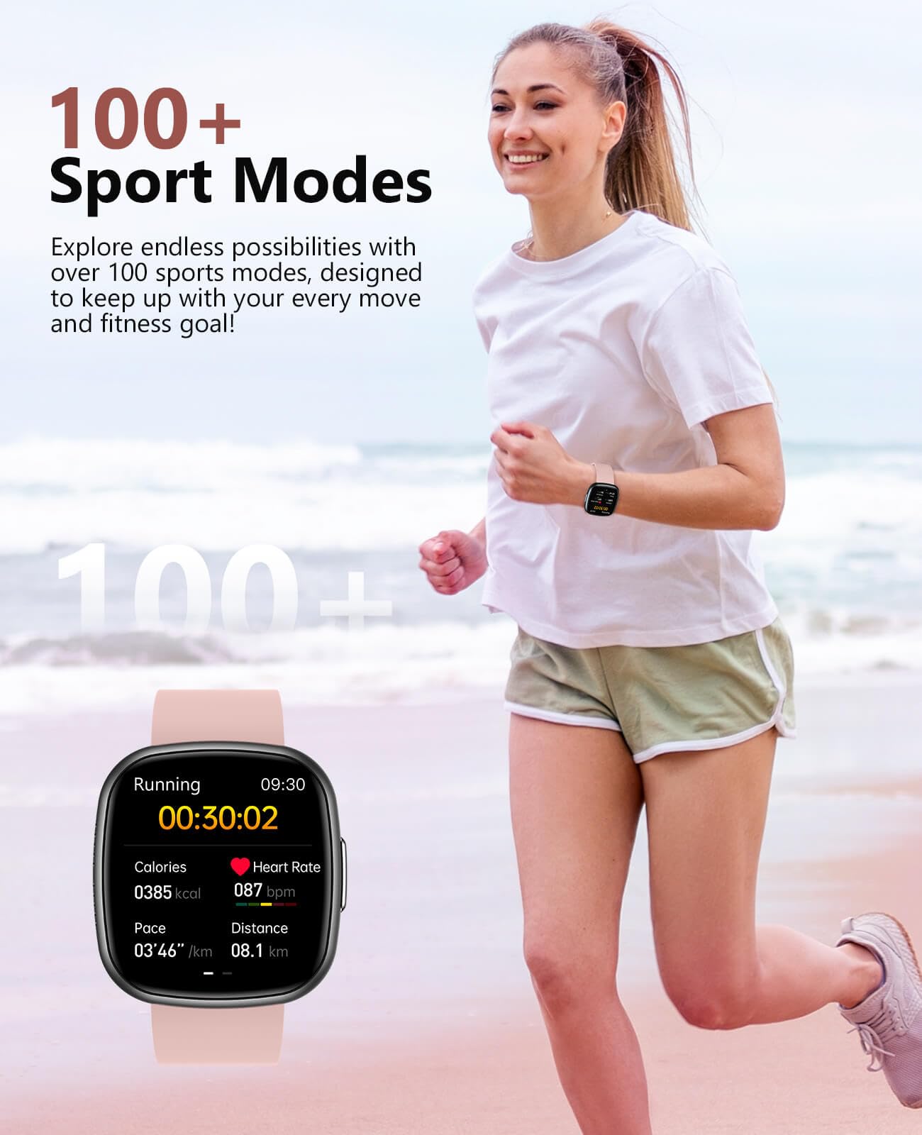 Smart Watch for Women, 1.72" Super Retina HD Display, Fitness Watch with with Sleep Stress, 24/7 Heart Rate HRV Spo2 Monitor, 135 Sports Modes Fitness Tracker, Waterproof Square Watch for Android iOS