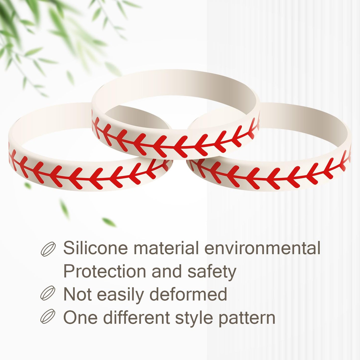 JOVITEC 24 Pcs Baseball Bracelet Baseball Party Favors Softball Wristband Silicone Bracelet Gift for Softball Player and Teams