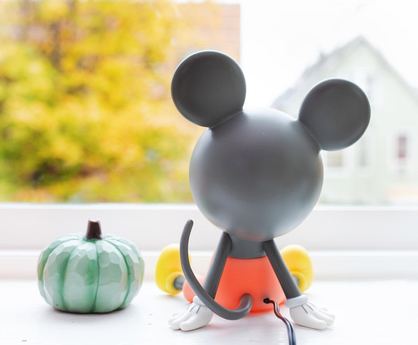 Disney Mickey Mouse Figural Mood Light Lamp | LED Nightstand Table Lamp | 6 Inches Tall | Wood, Porcelain, Metal