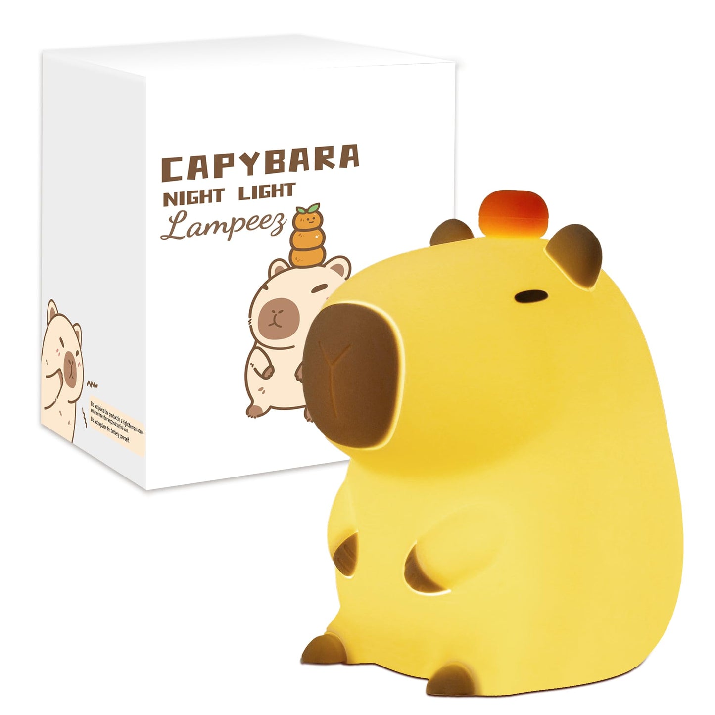 Lampeez Capybara Night Light, Cute Capybara Gifts for Kids, Soft Silicone Lamp Nursery Nightlight LED Touch Light, Bedroom Decor