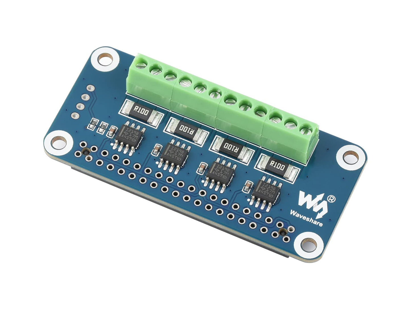 Waveshare 4-Ch Current/Voltage/Power Monitor Hat For Raspberry Pi With I2C/Smbus Interface