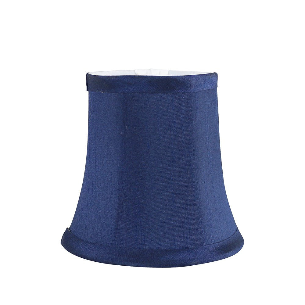MERIVILLE Set of 5 Blue Faux Silk Chandelier Lamp Shades, Softback Bell Shape, Clip-On Fitter, 3.5in x 5in x 4.75in