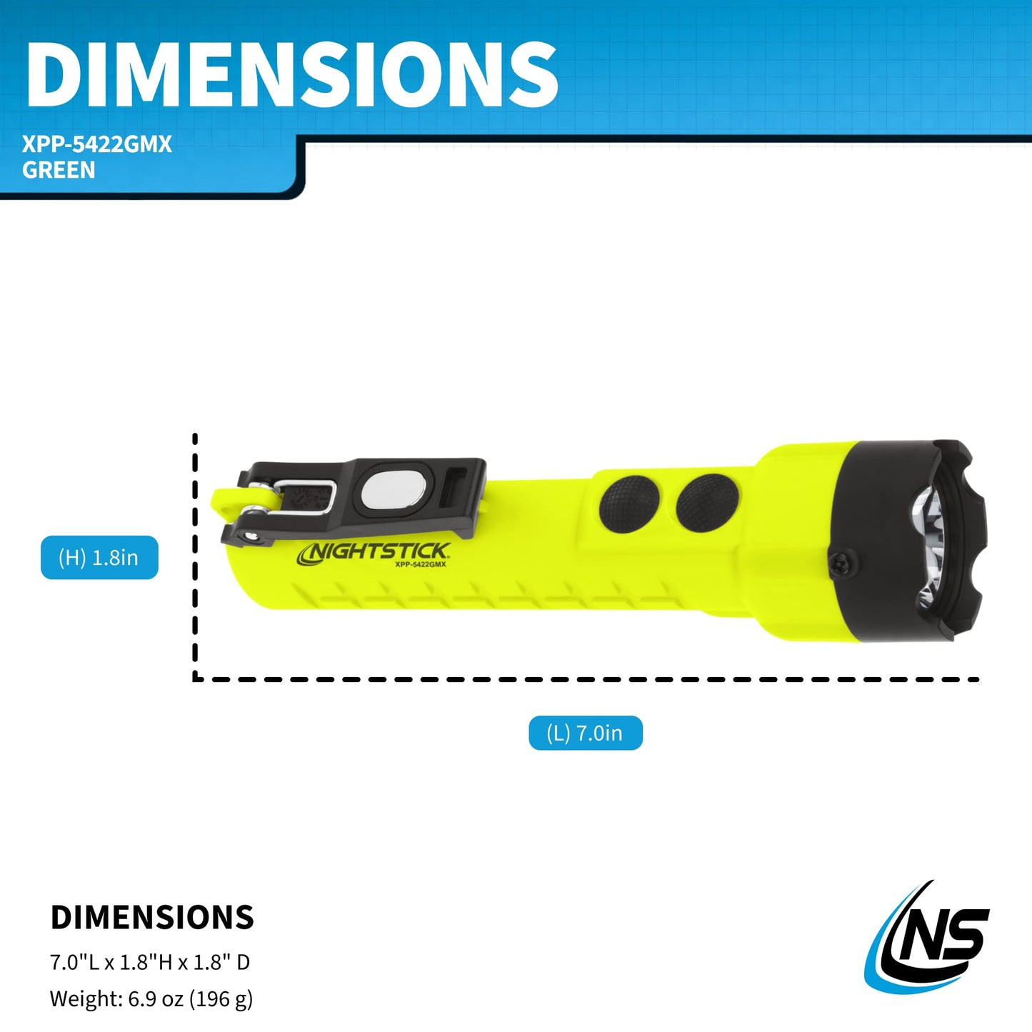 Nightstick X-Series Dual-Light Flashlight, Xpp-5422Gmx, Intrinsically Safe, Medium, Polymer, Green/Black