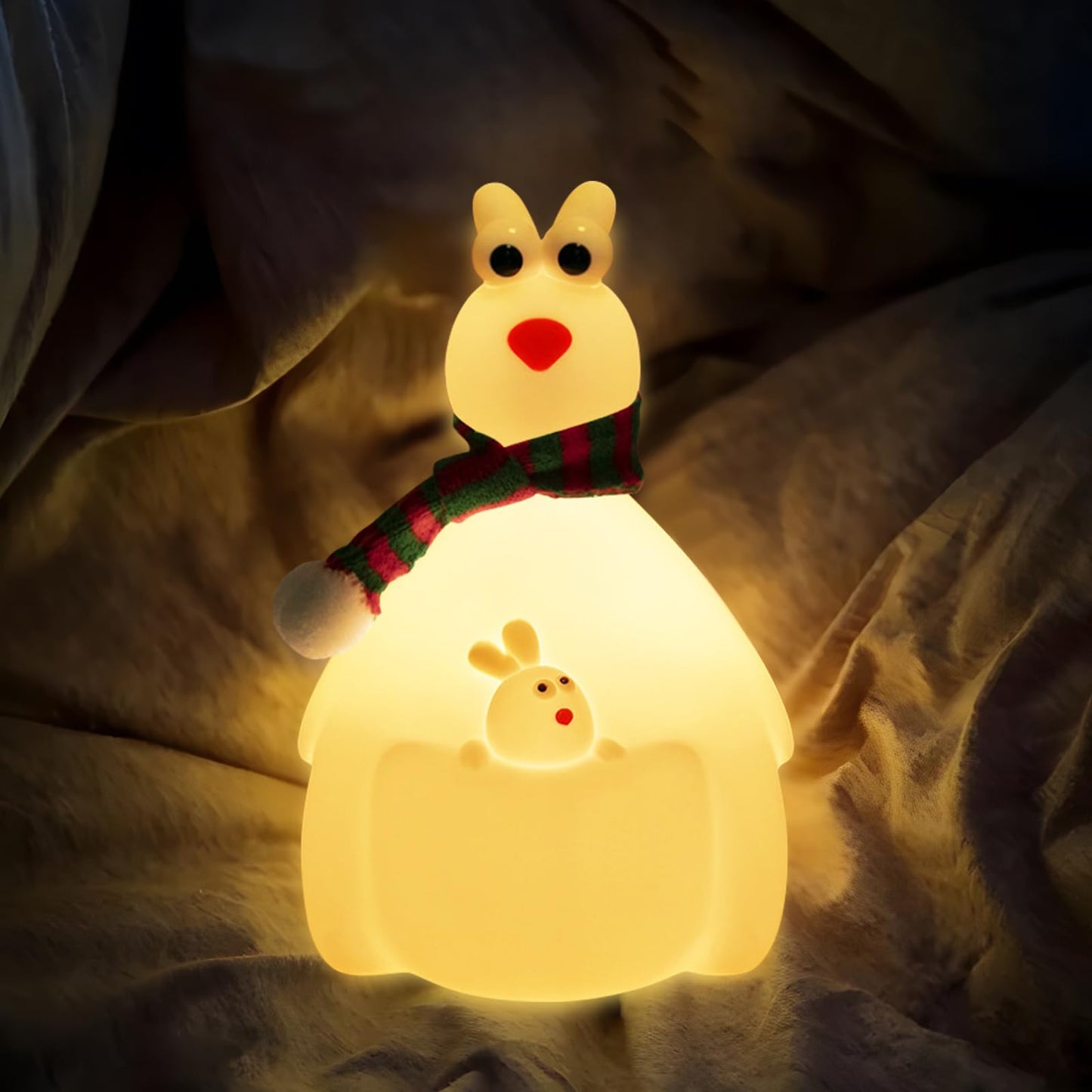 Hpydiy Cute Kangaroo Night Light Christmas Decorations For Kids Room Silicone Night Light ChildrenS Night Lamp Touch Adjustable Rechargeable Classroom Decor And Ideal For Gifts