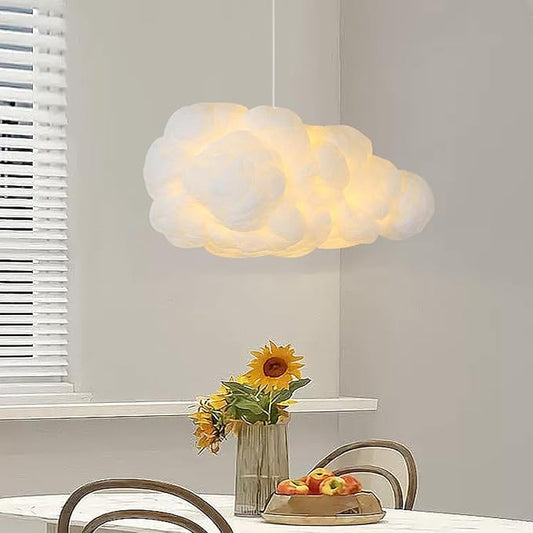 Cloud Pendant Hanging Light Fixture, Modern Fluffy Ceiling Lighting Chandelier, White Lamp Shade Lampshade for Children Girls Kids Living Room (35cmx20cm)