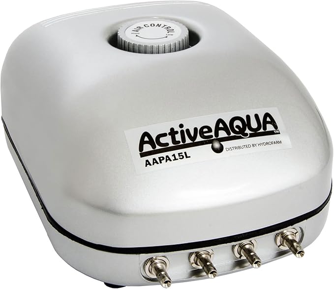 AAPA15L Active Aqua, 4 Outlets, 6W, 15 L/min Air Pump, Silver,Grey