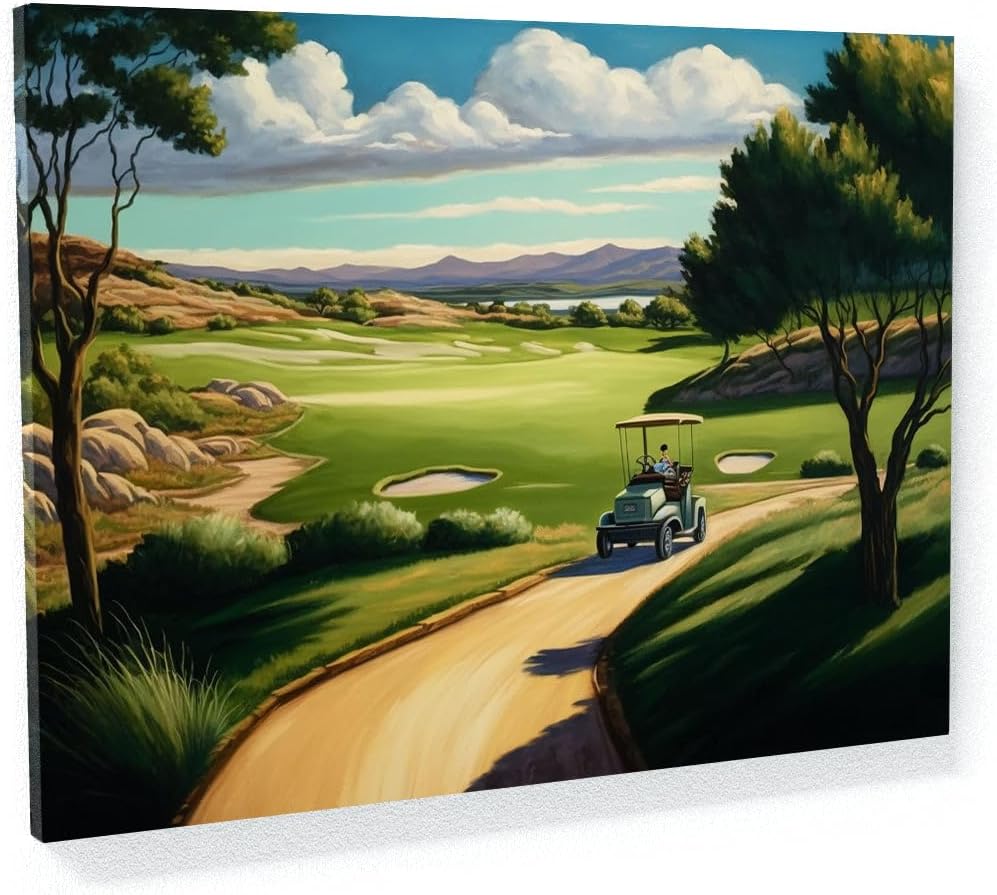 Sense Canvas Golf Cart Fairway Landscape 25 Canvas Art - Home Decor Wall Art Print Poster Painting X-Large 48x36 / 1.5"