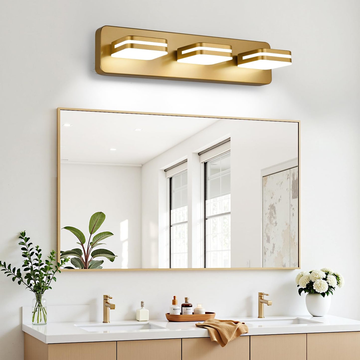 1300Lm Led Modern Bathroom Vanity Light Fixtures  360?Rotate Acrylic Gold Vanity Lights For Bathroom  Modern Wall Lighting Fixtures Over Mirror Kitchen Living Room (Natural White Light 5000K)