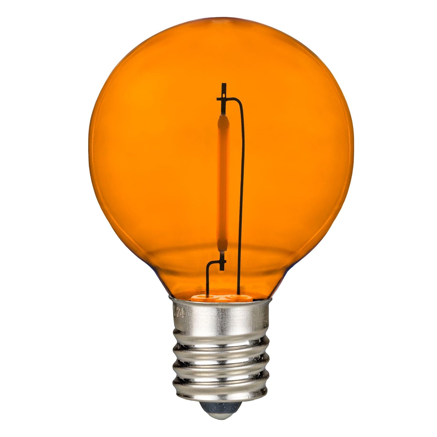 Novelty Lights 25 Pack Orange G40 Led Filament String Light Bulbs  E12/C7 Candelabra Base  5 Watt Equivalent  Shatterproof Replacement Bulbs For Patios  Canopy Lighting