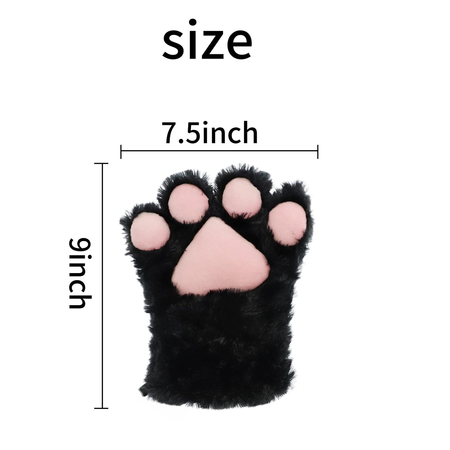 Cat Paws Gloves Cozy Animal Full Fingers Bear Claws Mitten Winter Plush Glove Halloween Cosplay Costume Prop for Kids, AGE 3+