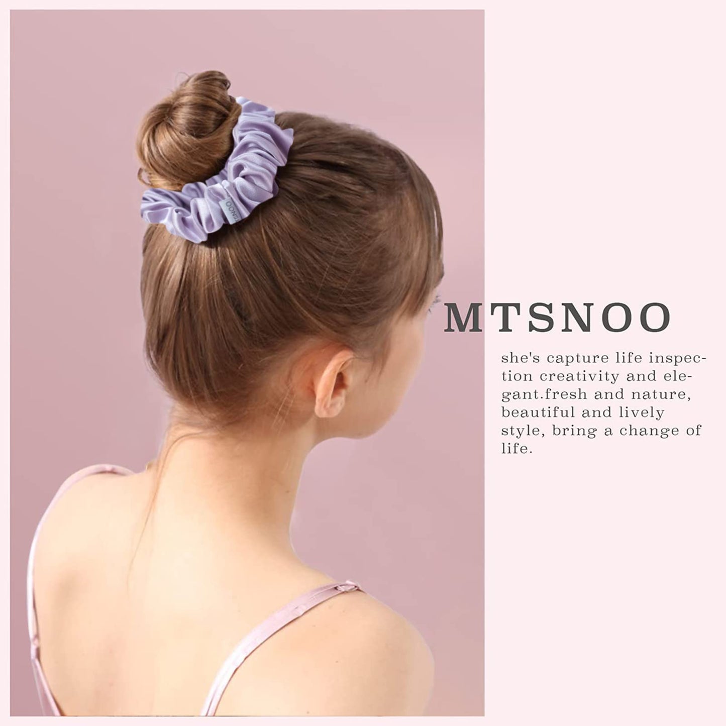 MTSNOO Silk Scrunchies, 3 Count, 100% Pure 22 Momme Mulberry, for Hair Sleep & Curly Hair with Elastic Band, Hair Ties Ropes Scr