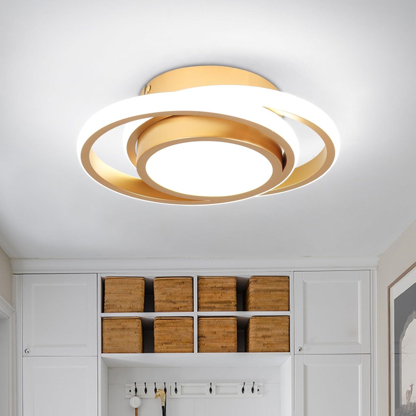 Caneoe Small Modern Led Ceiling Light  Gold Round Hallway Light Fixtures Ceilings  Indoor Ceiling Lamp Fixtures For Hallway Living Room Bedroom Kitchen Office Lighting Fixture