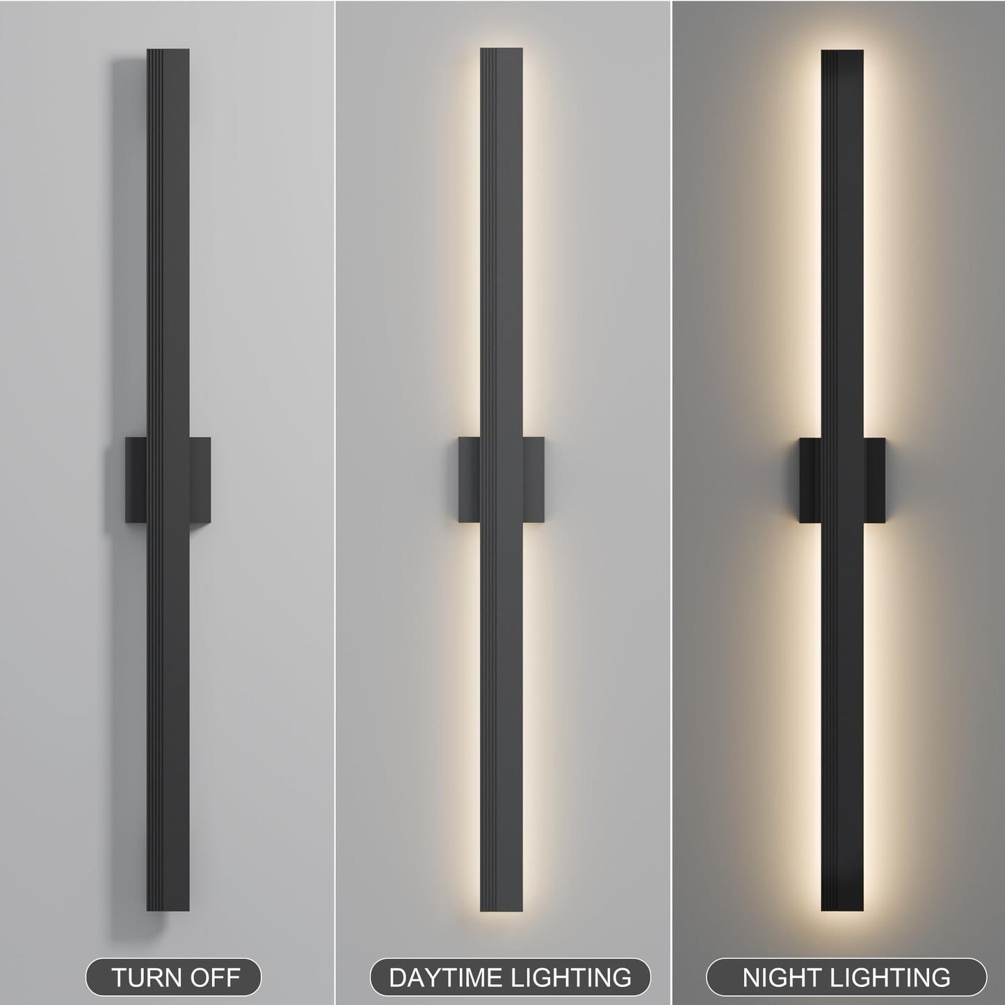 Lamqee 47.2 In Aluminum Long Outdoor Wall Light  3000K 3100Lm Integrated Led Waterproof Ip65  Linear Modern Exterior Lighting Fixtures Wall Mount Outside Sconce For House Porch Patio Garage Front Door