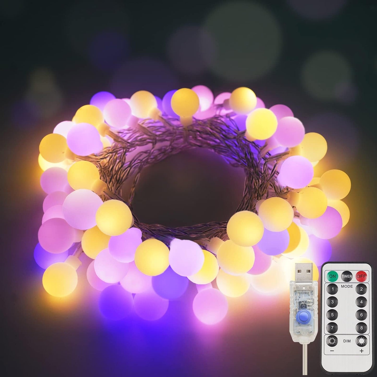 suddus Globe String Lights - 100 LED Waterproof Multicolor Lights with Remote for Outdoor, Patio, Garden, Party, Christmas