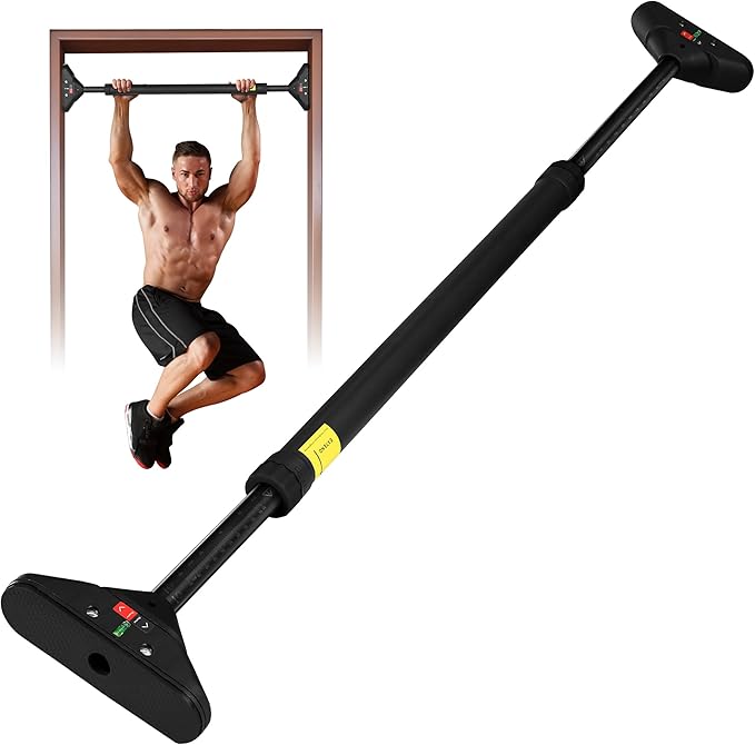 Yes4All Heavy Duty Wall Mounted Pull Up Bar, Over Door Pull Up Bar for Doorway, Multi Grip Chin Up Bar, Sturdy Strength Tr...