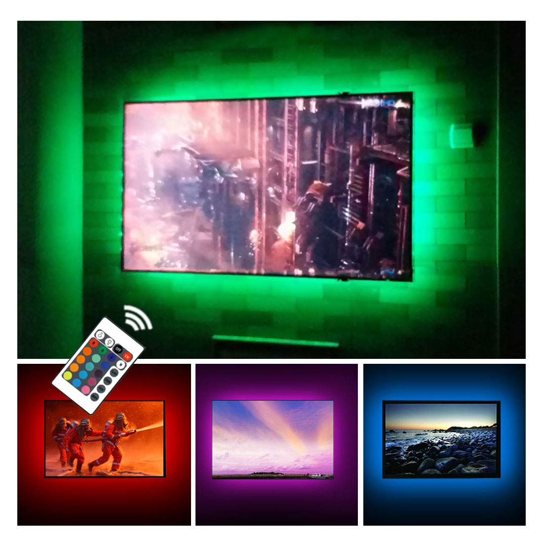 CPLID USB LED Strip Lights for 32-43 inch HDTV - RGB Bias Lighting with Remote