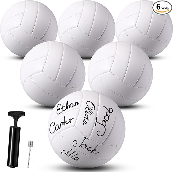 Jexine Autograph All White Volleyball Ball Blank Official Size 5 DIY Painting Plain Volleyball Ball with Needle Pump for A...