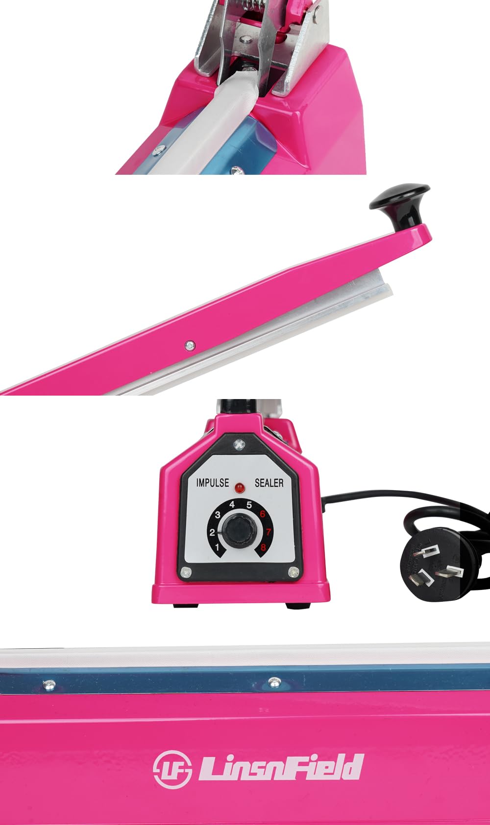 LinsnField Sealer Pro, Patented 12-inch Impulse Heat Sealer, 7-mm Sealing Width Super Heavy Duty Bag Sealing Machine with Extra 2 Replacements, 1Fuse Included, Dragon Fruit
