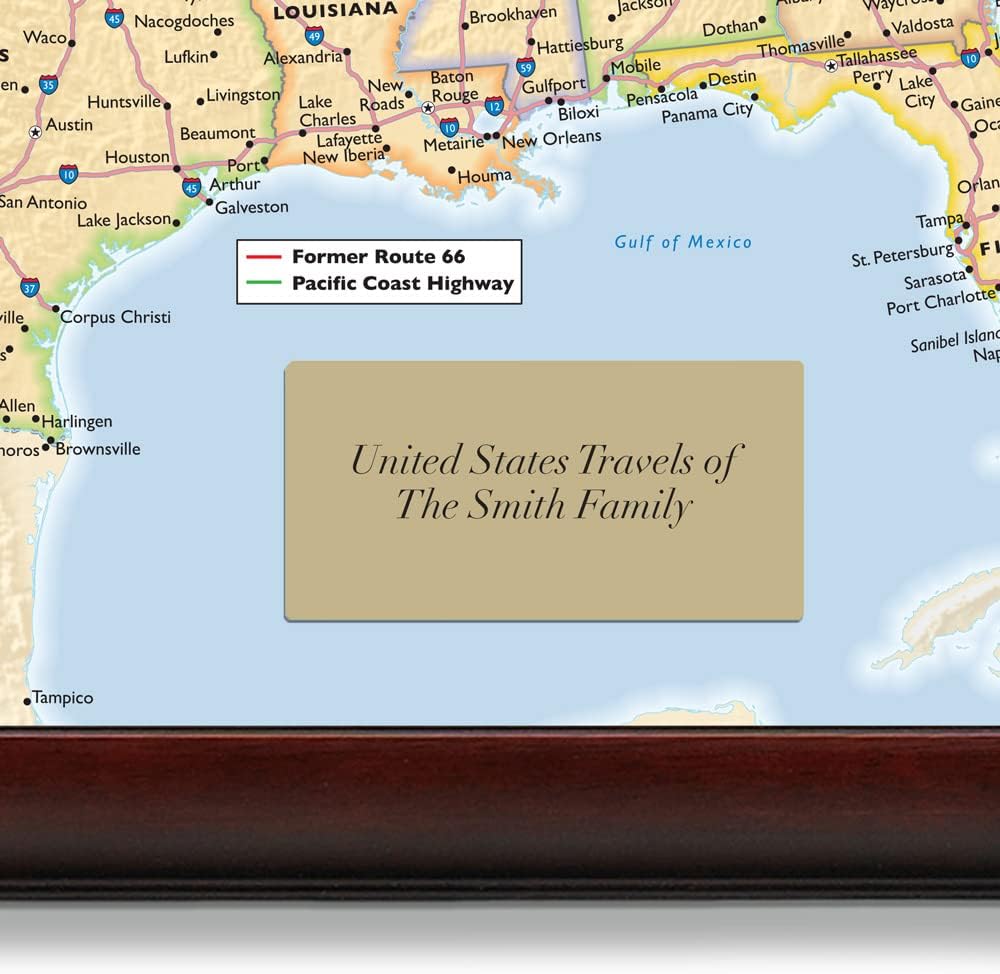 Map Your Travels Personalized U.S. Traveler Wall Art | Premium Wood Frame | Detailed USA Wall Art | Framed size 33"x21"