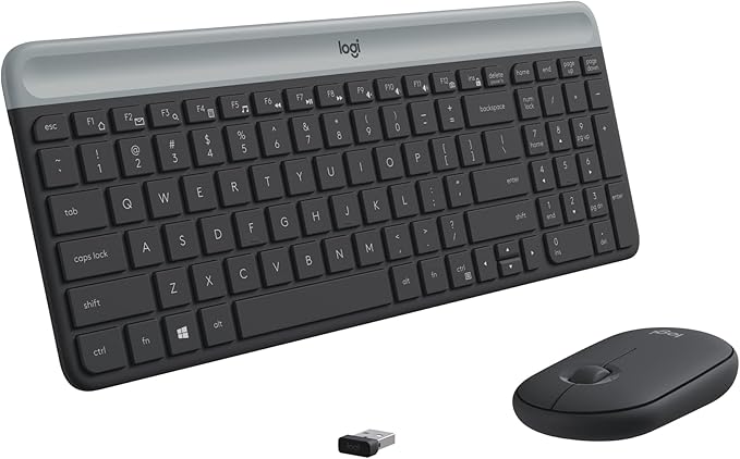 Logitech MK470 Slim Wireless Keyboard and Mouse Combo - Modern Compact Layout, Ultra Quiet, 2.4 GHz USB Receiver, Plug n' ...