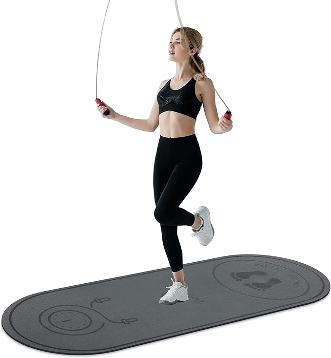 dofopo Jump Rope Mat 71"/63"x24" Larger Non-Slip Indoor Outdoor Exercise Fitness Mat, High-Density Workout Shock Absorptio...