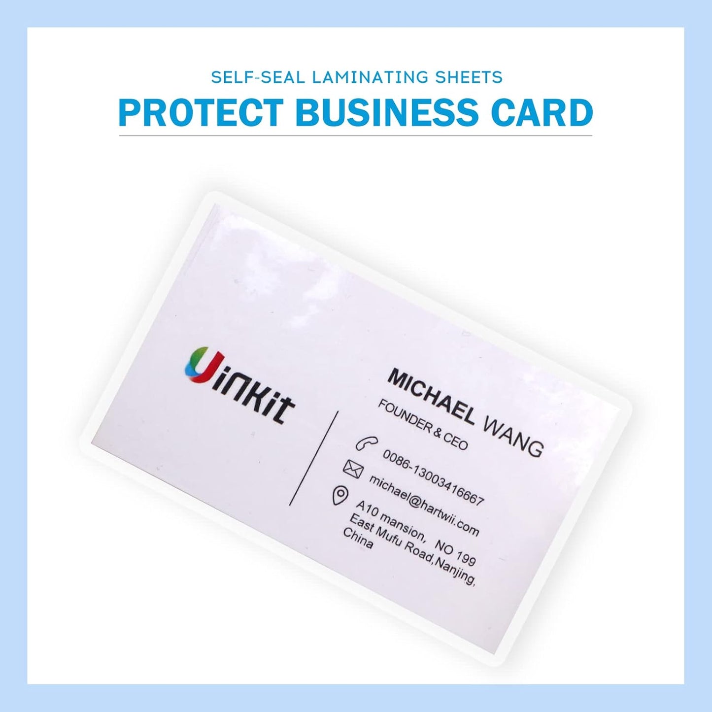 Uinkit 110-Pack Bulk Business Card Laminating Pouches, 10Mil Double-Sided for 2.6x3.9" Cards, Ultimate Volume Solution for Restaurant IDs, School Badges, Event Credentials - No Laminator
