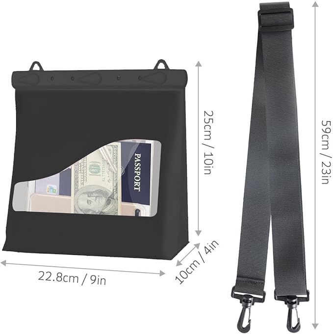 LAQ DESiGN STAYDRY Waterproof Bag, Dry Bag with Shoulder Strap for Swimming, Boating, Traveling, Snorkeling, Kayaking, Fishing, Diving, Hiking, Camping-Large (Black)