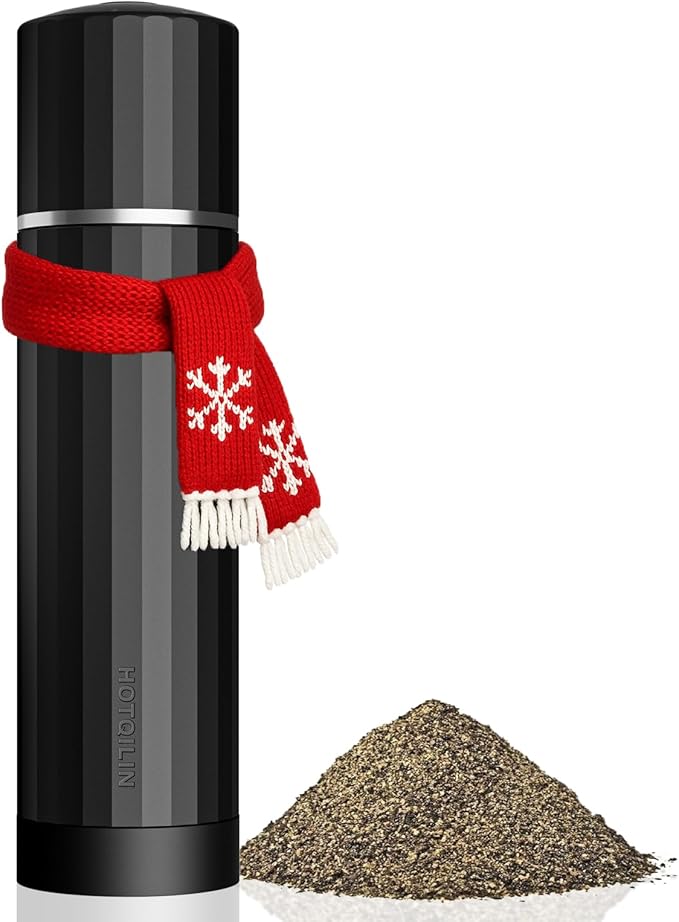Heavy Duty Metal Pepper Grinder, Professional Manual Pepper Grinder with Adjustable Coarseness, Pepper Mill with Magnetic Powder Chamber, Refillable Pepper Mill for Spices, High Output