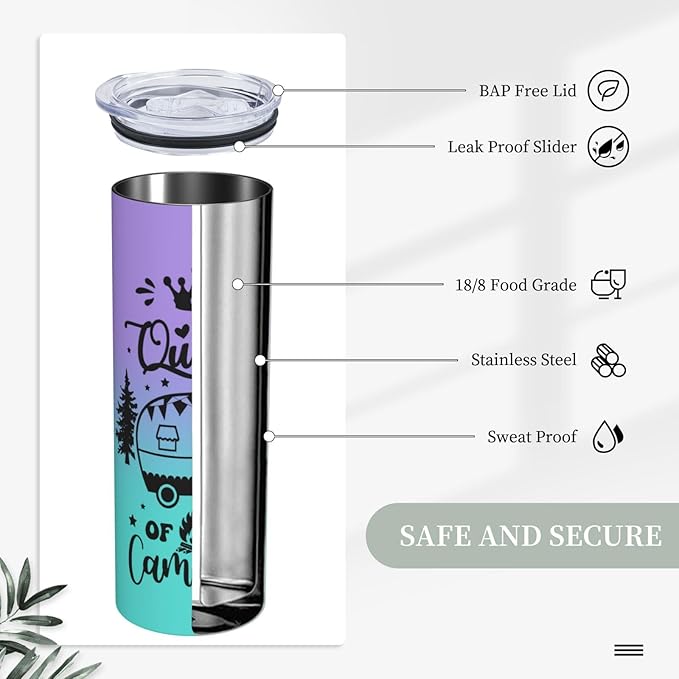 Beach Tumbler Summer Tumbler Vacation Travel Mug Travel Cup Vacation Tumbler Gifts Camping Queen Trip Cup Beach Cup Cruise Tumbler Funny Insulated Tumbler With Straw 20oz Stainless Gifts