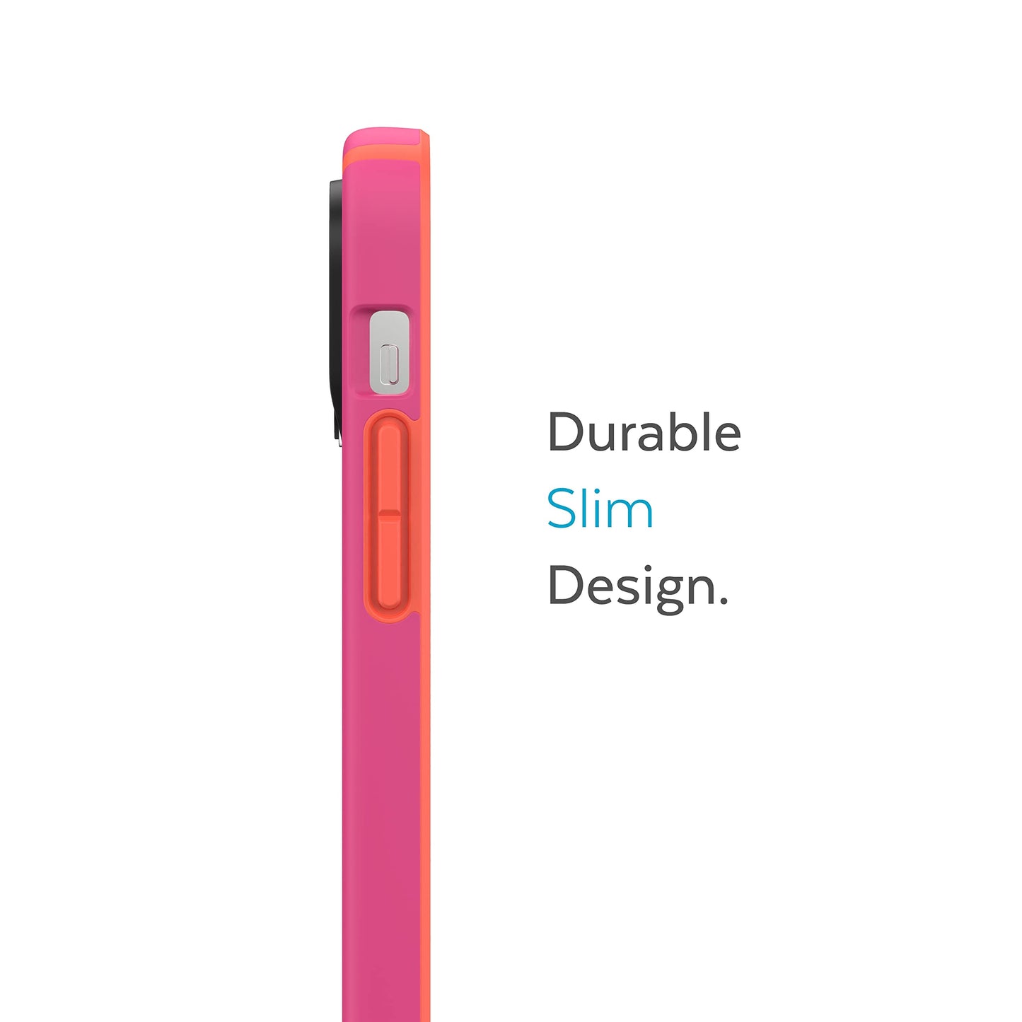 Speck Iphone 14 Pro Case - Slim 6.1 With Drop Protection, Scratch Resistant, Soft Touch, Digital Pink/Energy Red
