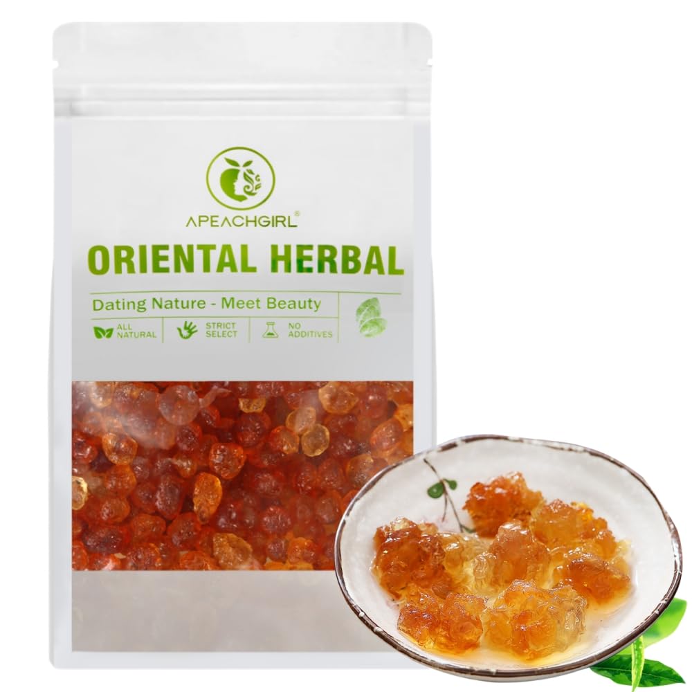 APEACHGIRL Yunnan enhanced Natural Wild Peach Gum (16 oz / 1LB)  Edible Gum  Health and Beauty Leisure Dessert  Resealable Bag