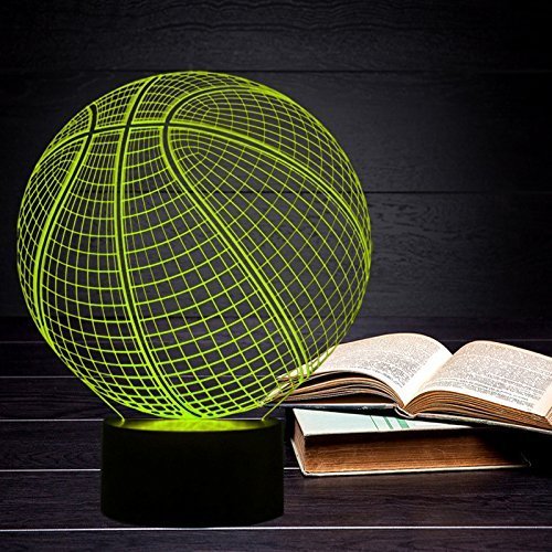 Wiscky Basketball 3D Illusion Lamp - Led Night Light For Kids, 7 Color Changing Touch Switch, Acrylic, Perfect For Sports Fans