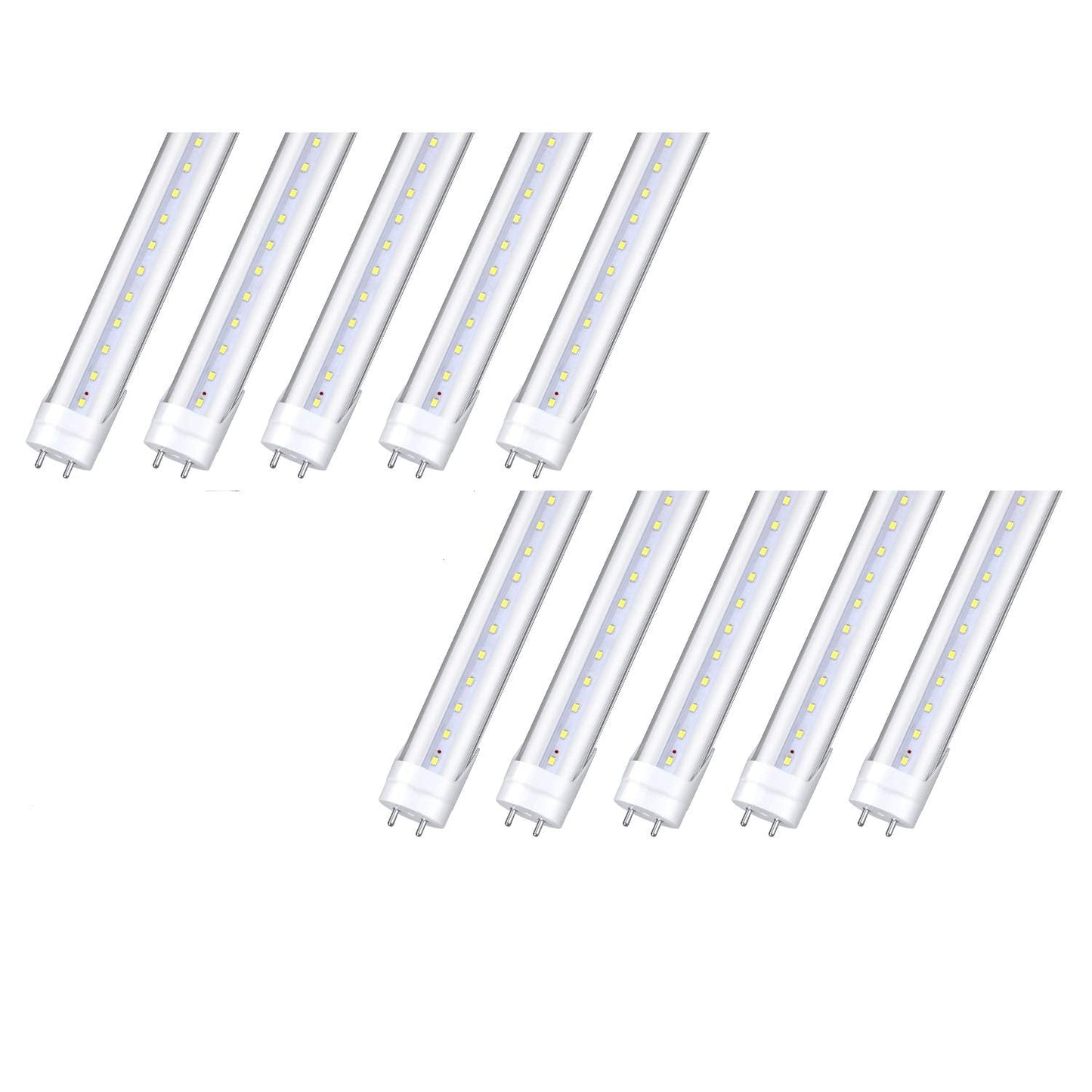 Hminled T8 Led Light Tube 4 Ft 22W 6000K 85-265V Double-Ended Bypass Ballast Clear Cover G13 Lighting  10-Pack