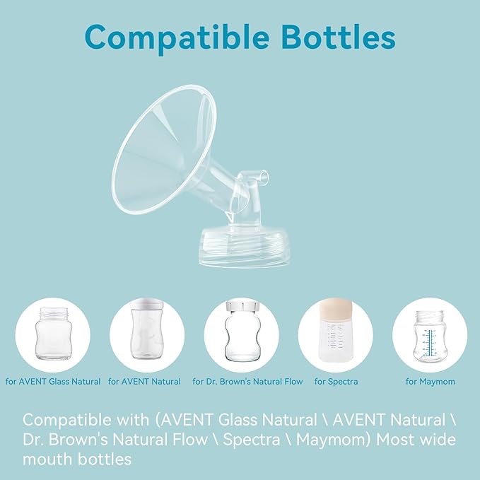 4PCS 17mm Breast Pump Flanges, Compatible with Spectra S1/S2/9Plus/Synergy Gold, Motif Luna, Wide-Mouth Bottle Fit, Breast Pump Accessories