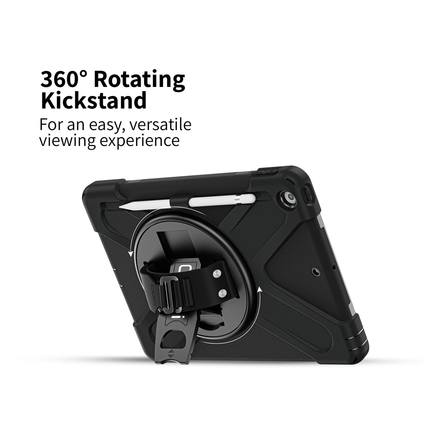 Codi Rugged Ipad 10.2 Case For 9Th, 8Th, 7Th Gen - Shockproof Protective Cover With Kickstand, Hand/Shoulder Strap, Screen Bumpe