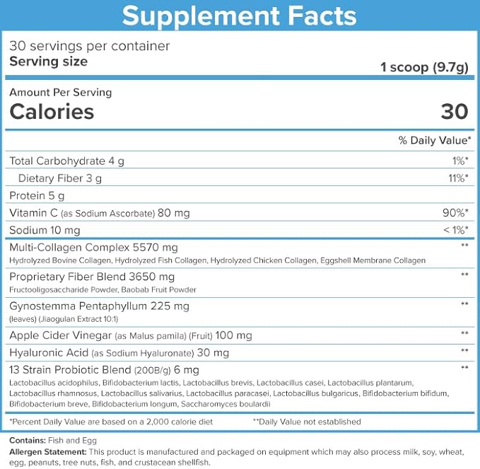 SkinnyFit - Super Youth, Unflavored (28 Servings) - Multi Collagen Peptides Powder - Probiotics, Fiber, Hyaluronic Acid - Collagen for Women - Non GMO, Gluten Free, Sugar Free - Beauty & Self Care