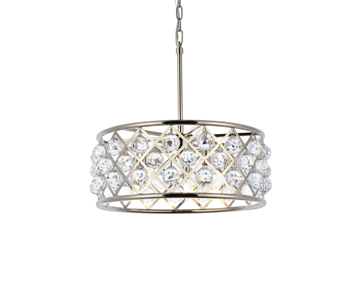 Elegant Lighting Madison Collection 5-Light Pendant Lamp, 20in Depth x 9in Height, Polished Nickel Finish, Crystal, Model 1214D20PN/RC