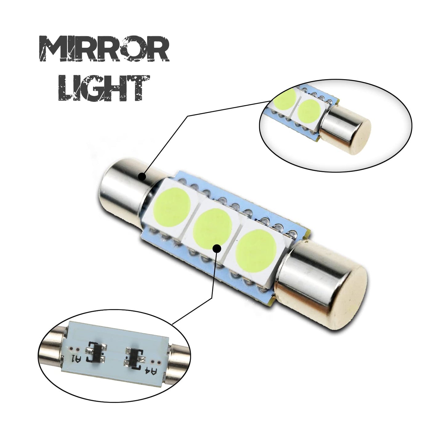 iBrightstar LED Bulbs for Car Interior Vanity Mirror Lights, 29mm, Ice Blue, 9-30V, Super Bright