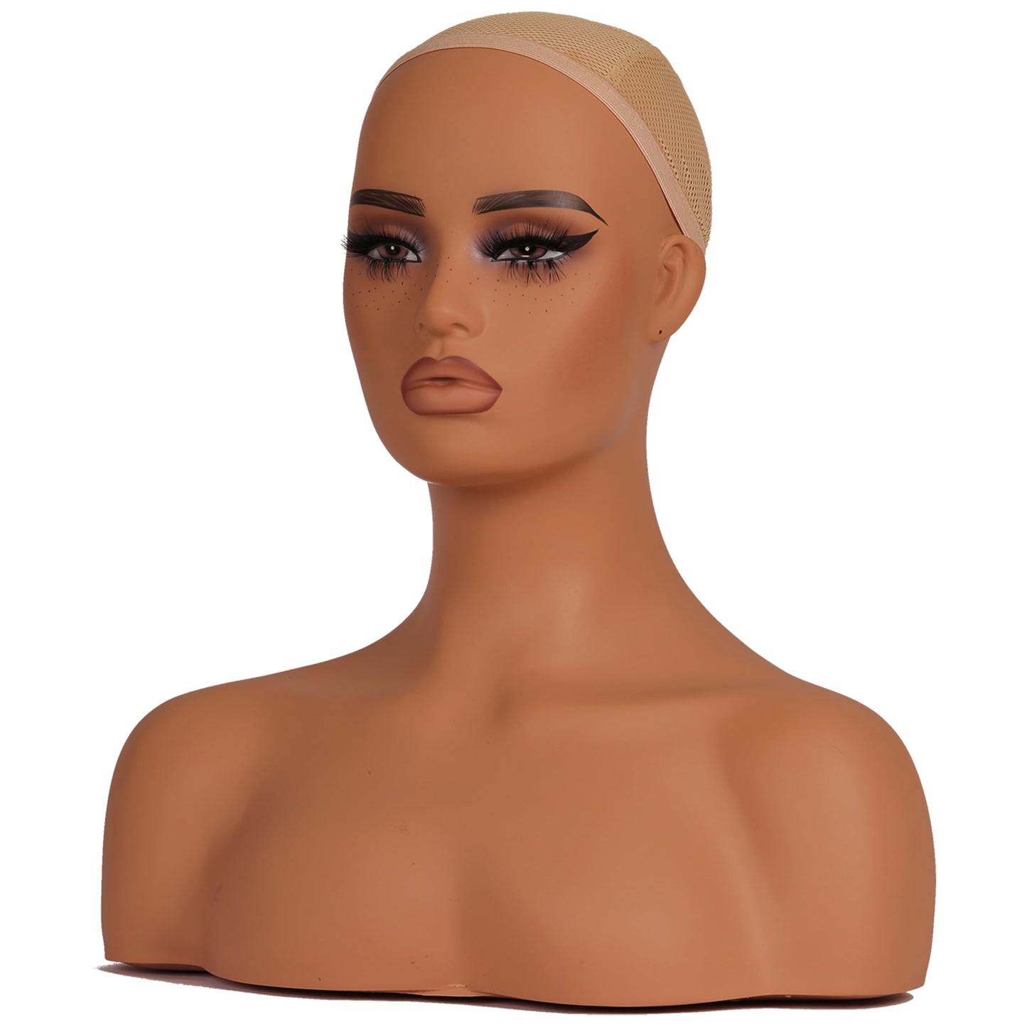 J&F CO Realistic Europe and America Female Mannequin Head with Shoulder Display Manikin Heads Bust for Wigs,Makeup,Beauty Access