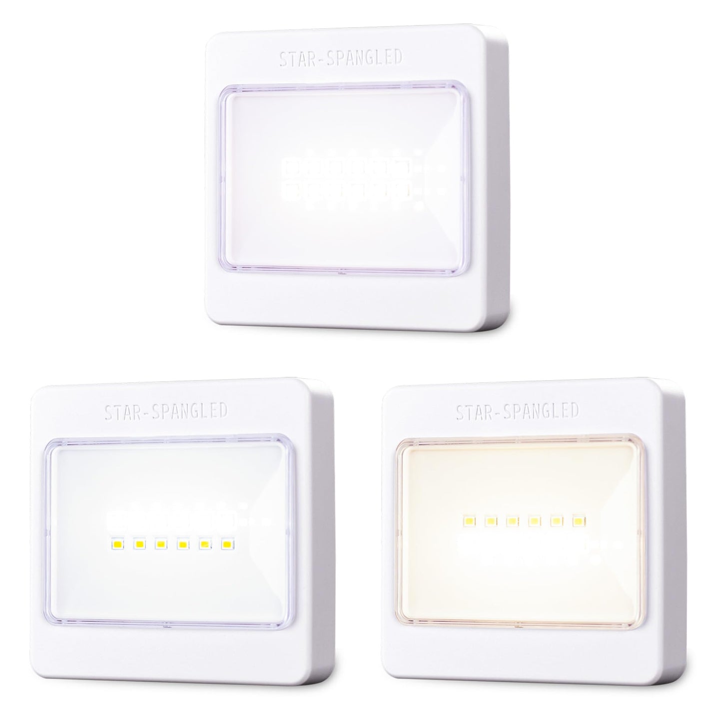 Star-Spangled 3 Pack 3.7  Dimmable Push Tap Lights  Stick On Led Touch Lights Aa Battery Operated  3 Color Modes Sticky Button Lamps For Classroom  Kitchen  Under Cabinet  Closet