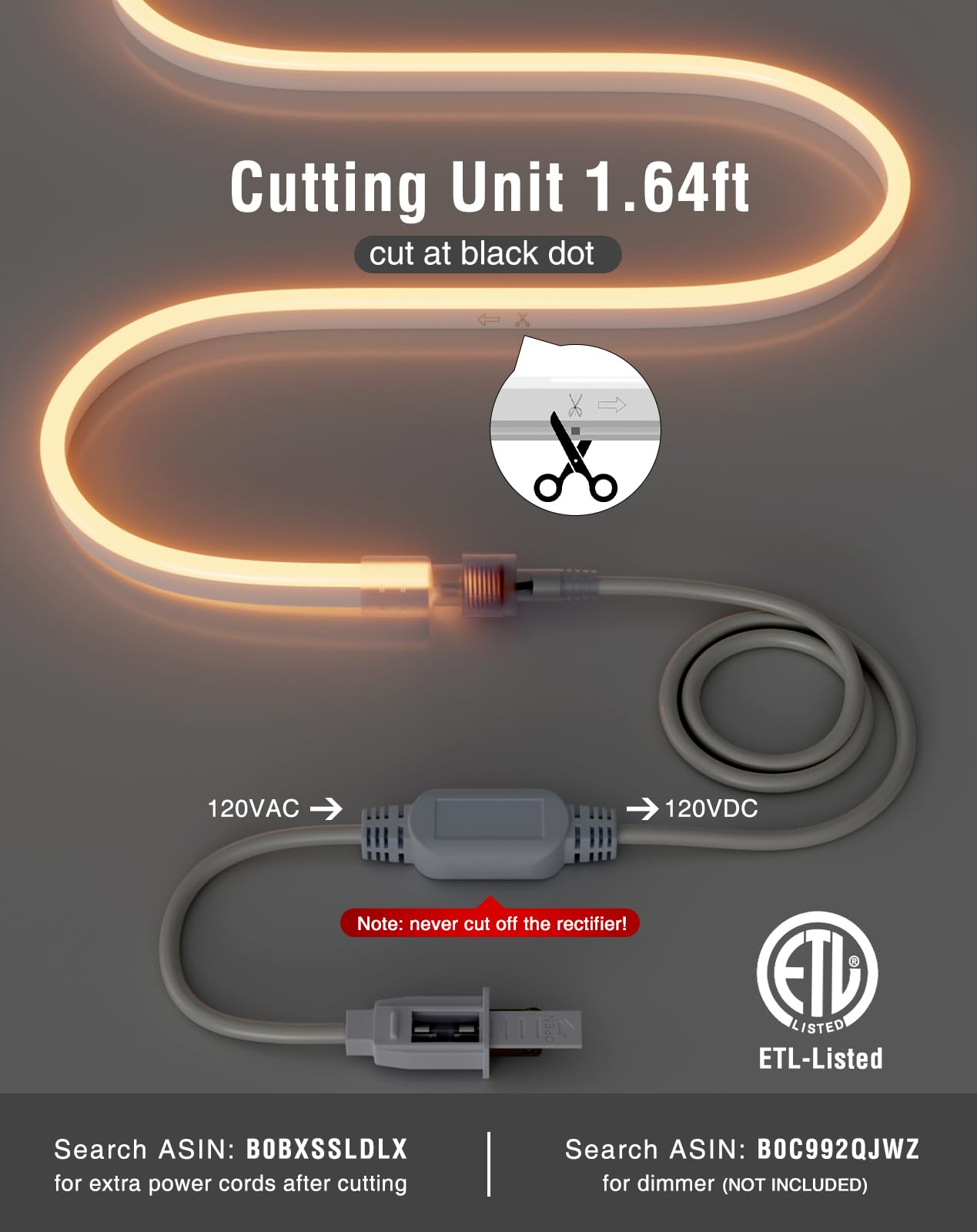 Shine Decor LED Neon Rope Lights, 16.4FT Waterproof SMD2835, 2500K Warm White, Indoor Outdoor Ambiance Lighting