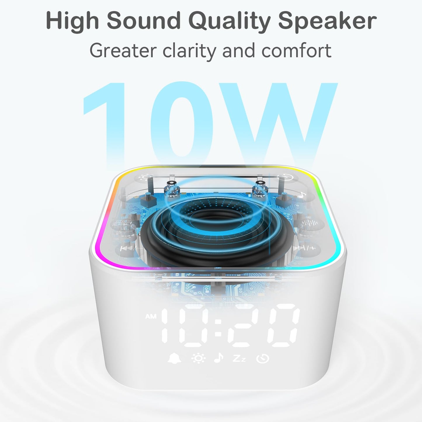 Wkzay White Noise Sound Machine: 30 Non-Looping Sleep Sound Therapy for Adults - Noise Canceling for Bedroom, Adjustable Night Light & Timer, Built-in Alarm Clock