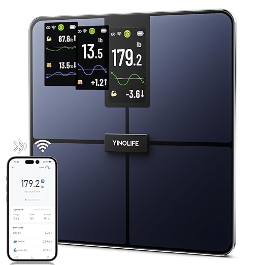 YINOLIFE Smart Scale for Body Weight, 4.3" Color Display Digital Weight Scale, High Precision Wi-Fi Bathroom Scale with BM...